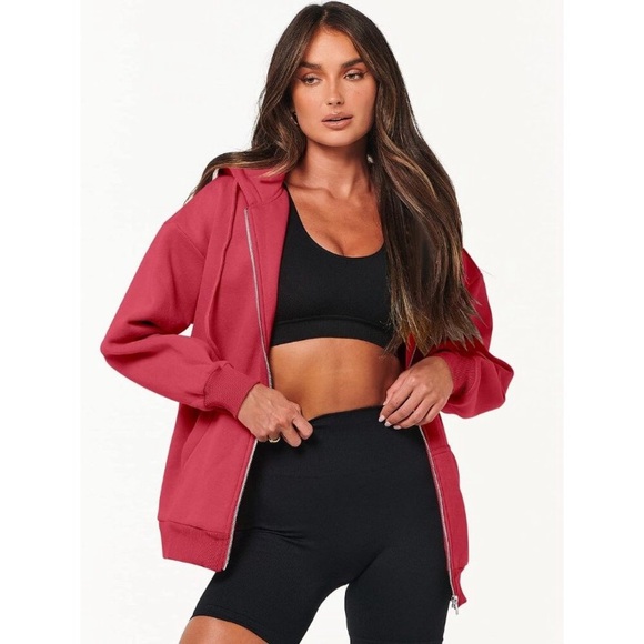 Women's Oversized Zip Up Hoodies Sweatshirts Y2K Clothes Jackets with Pockets - Picture 4 of 9